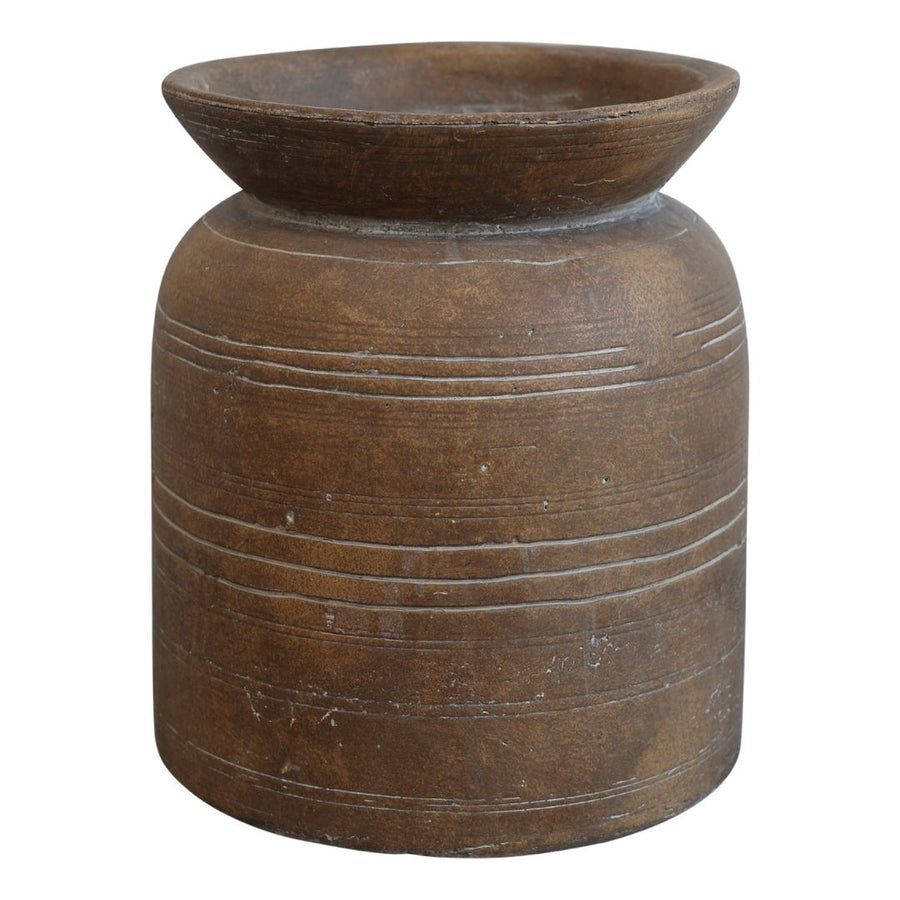 Brown Terracotta Vase With Stripes
