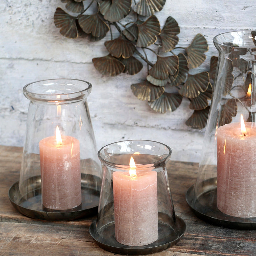 Hurricane style glass candle holder