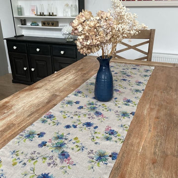 Flowers on Natural Table Runner