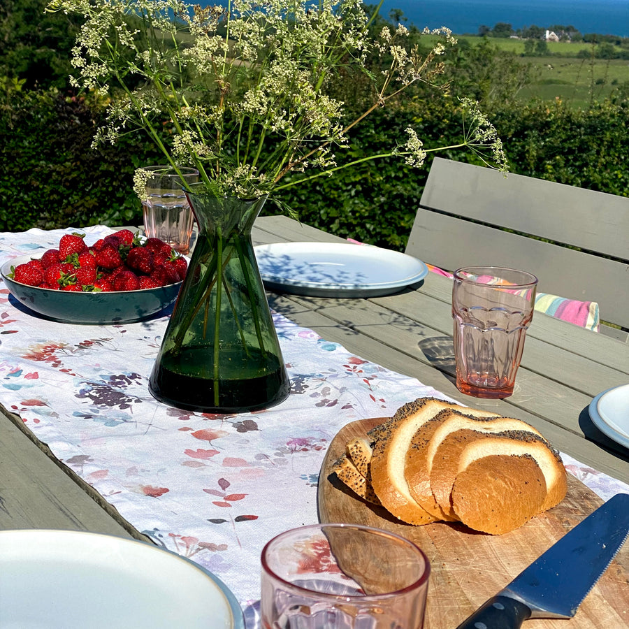 flower print table runner