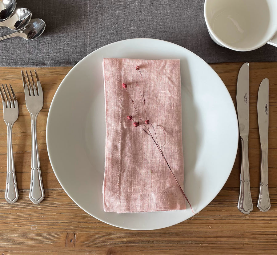 light pink linen napkin