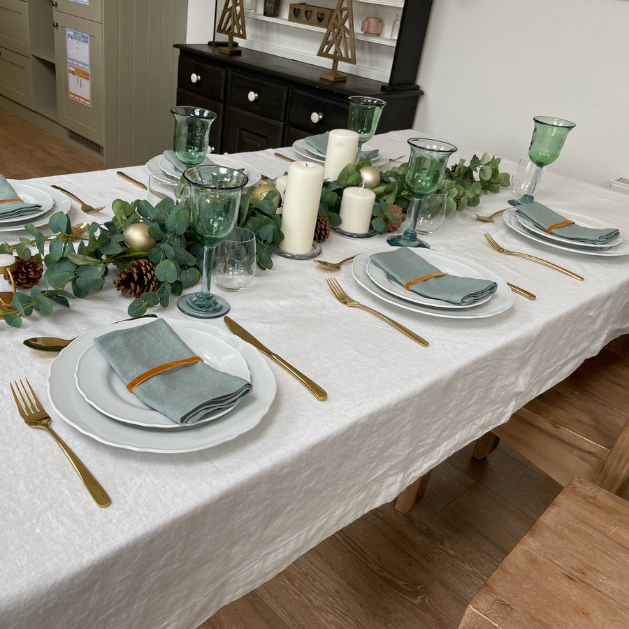 white linen tablecloth