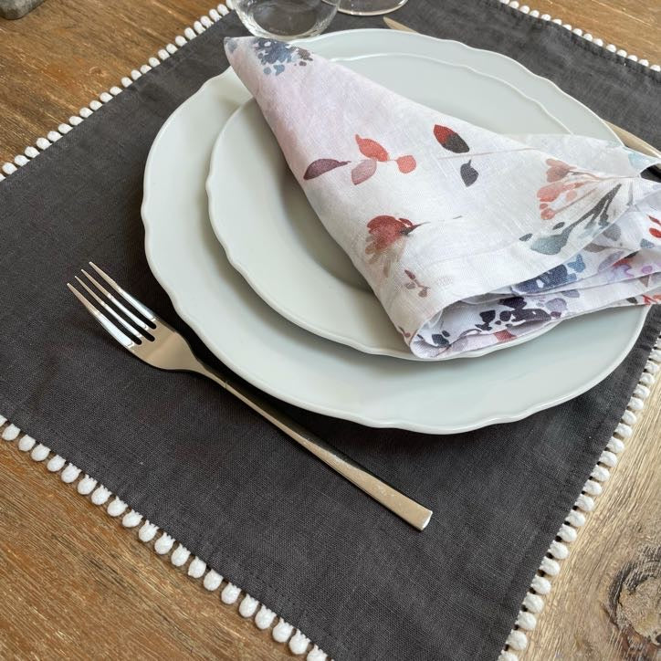 flower print linen napkins