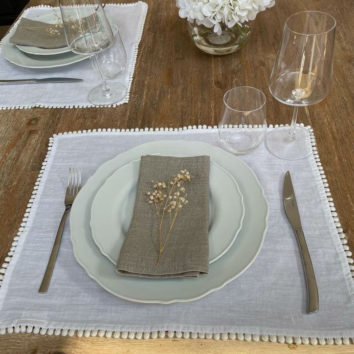 White Pom Pom Trim Placemat