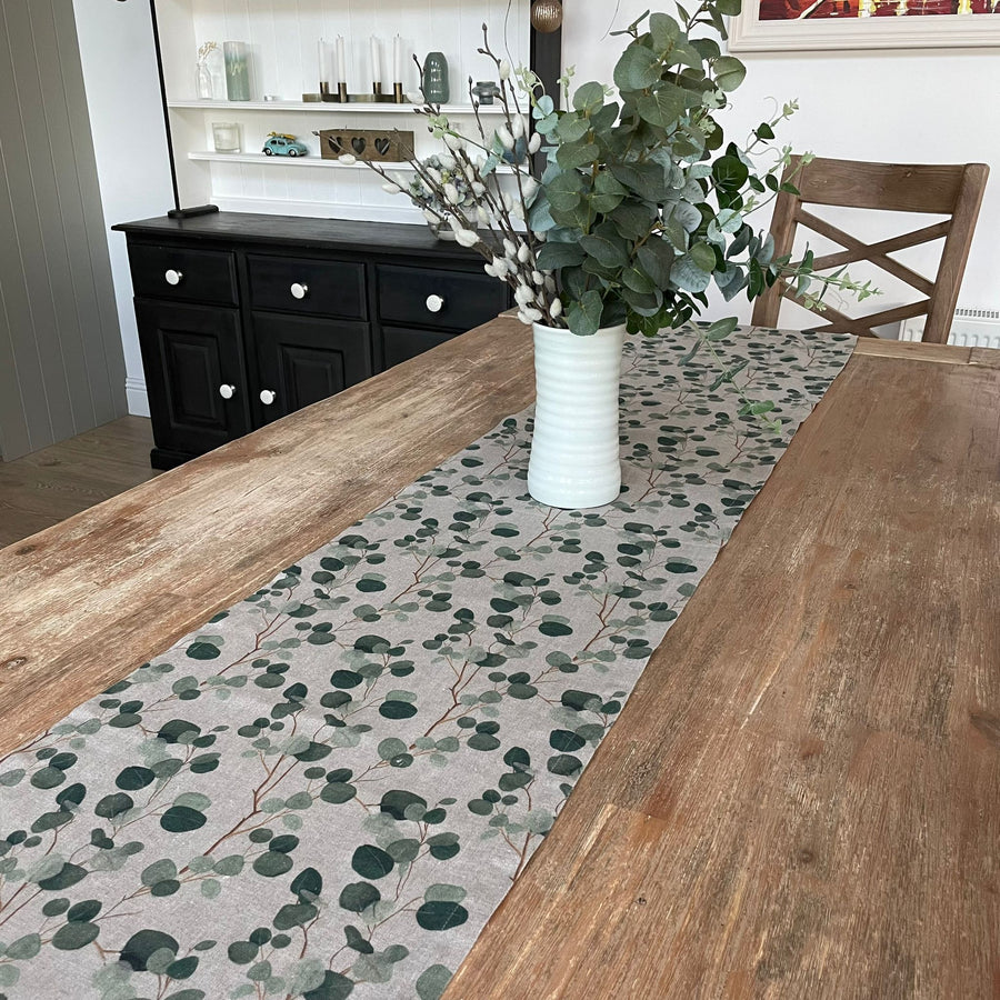 Eucalyptus on Natural Table Runner