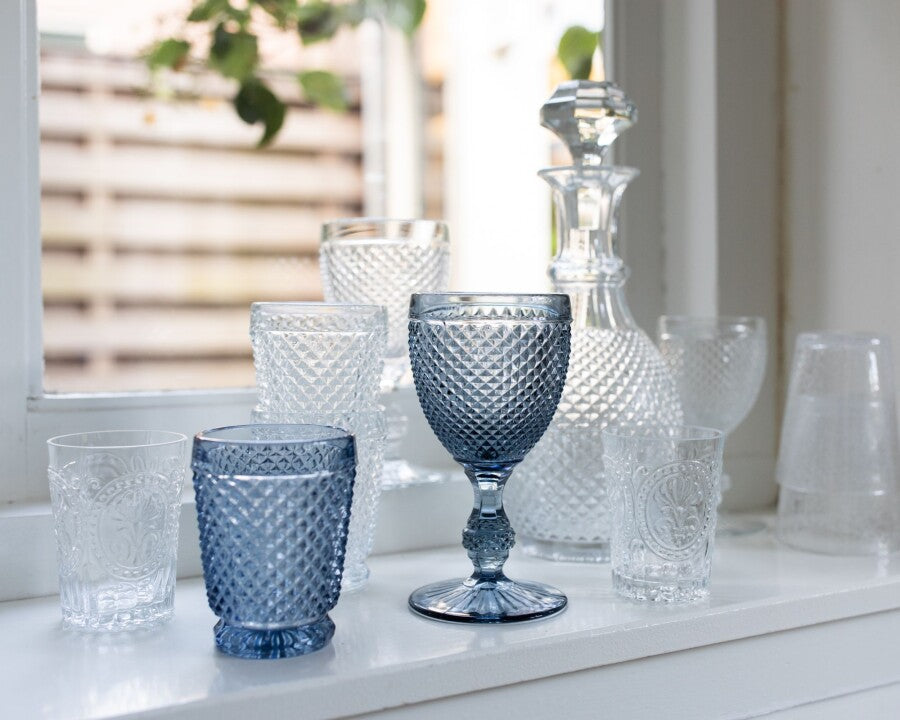 blue wine glasses